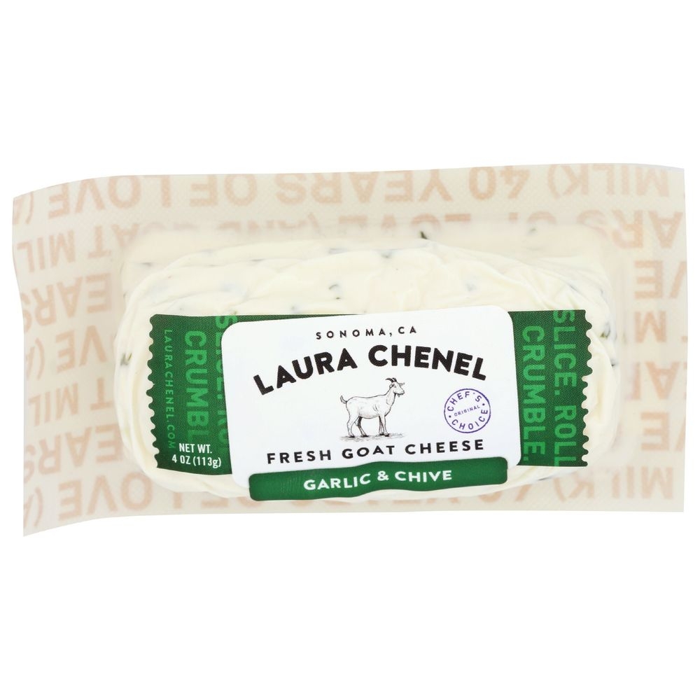 Laura Chenels Garlic and Chive Fresh Goat Cheese, 4 Ounce -- 12 per case