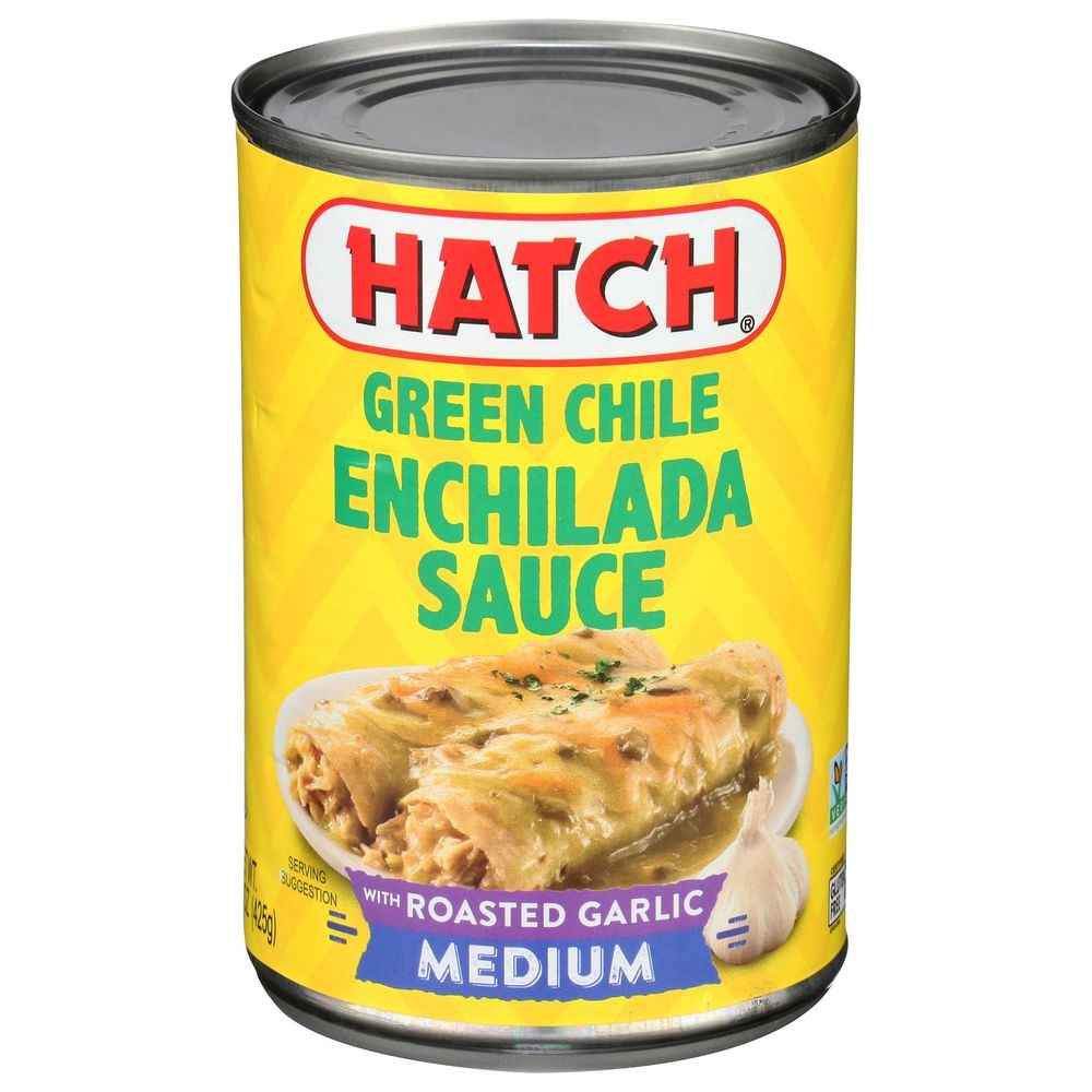 Hatch Medium Green Chile Enchilada Sauce with Roasted Garlic, 14 Ounce
