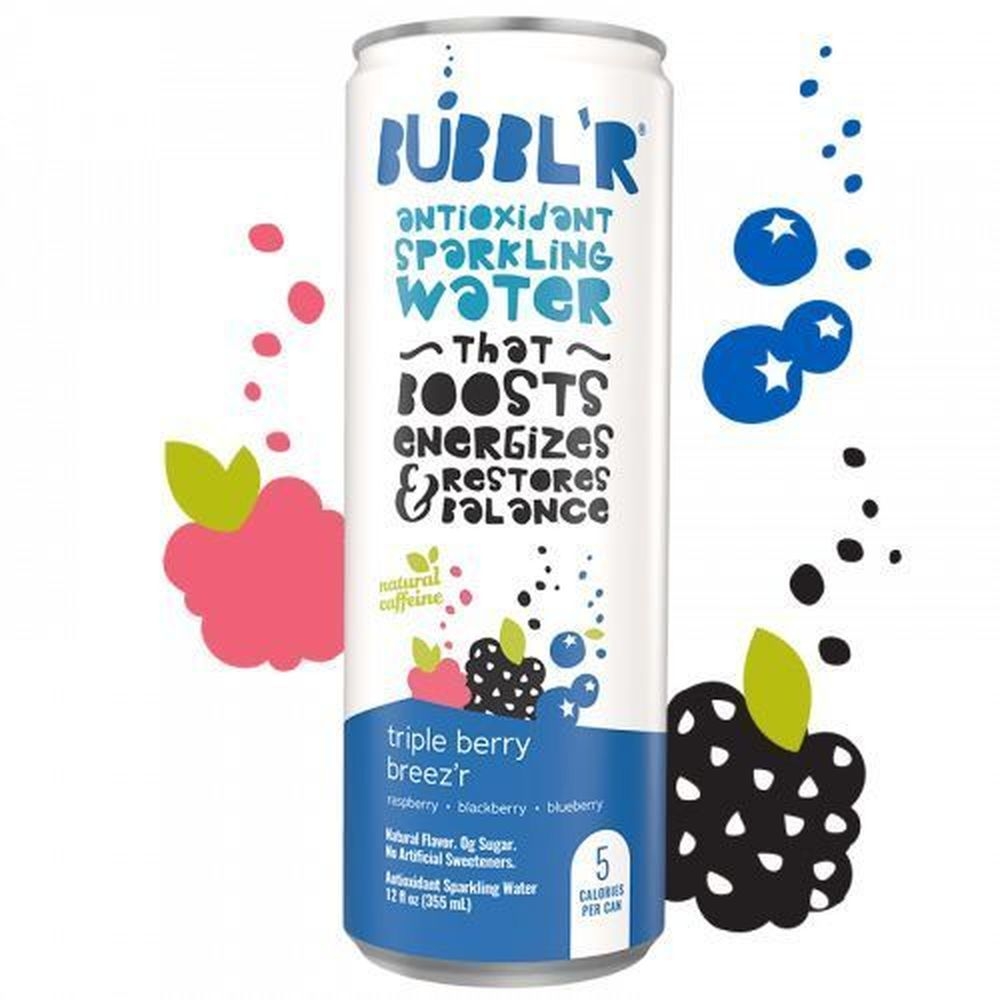BUBBLR Triple Berry Breezr Antioxidant Sparkling Water, 12 Fluid Ounce -- 12 per case