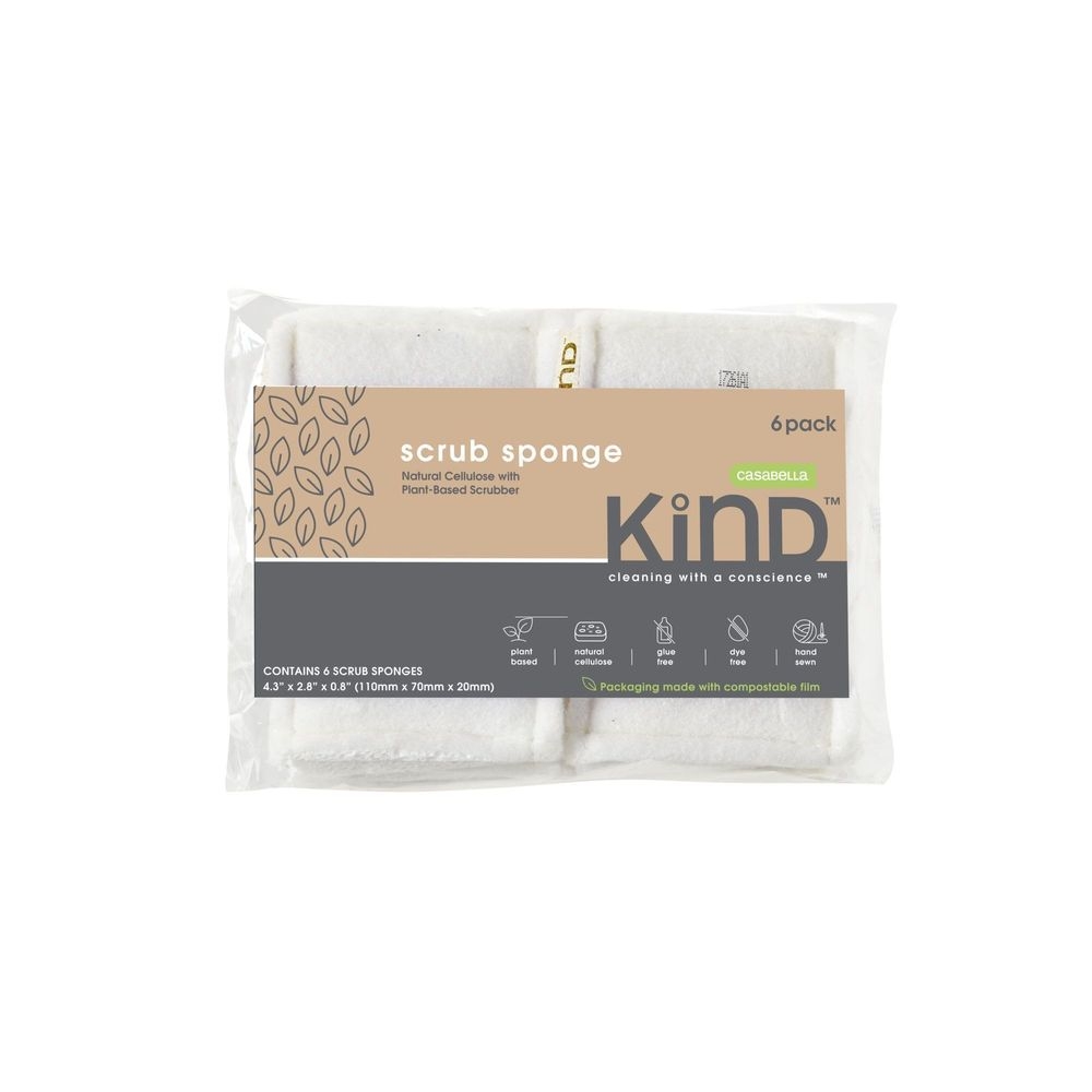 Casabella Kind Plant Based Scrubber Sponge, 6 count -- 8 per case