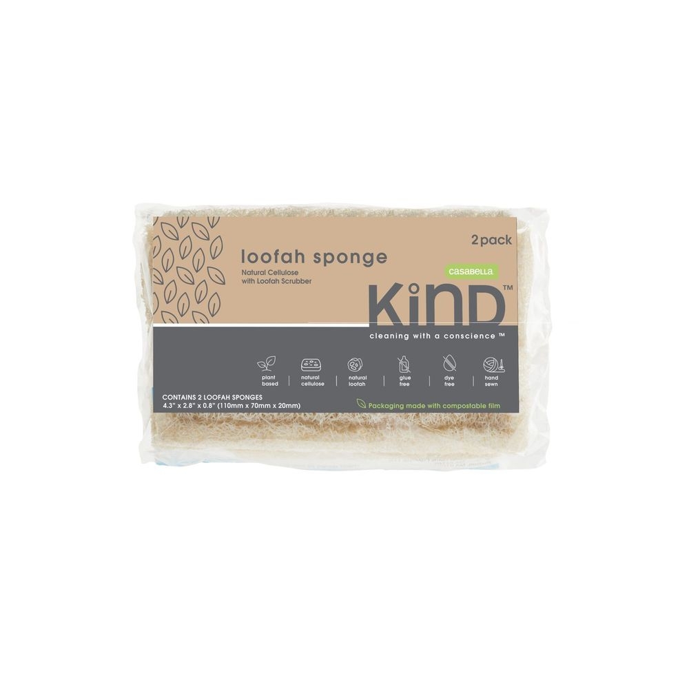 Casabella Kind Plant Based Loofah Sponge, 2 count -- 12 per case