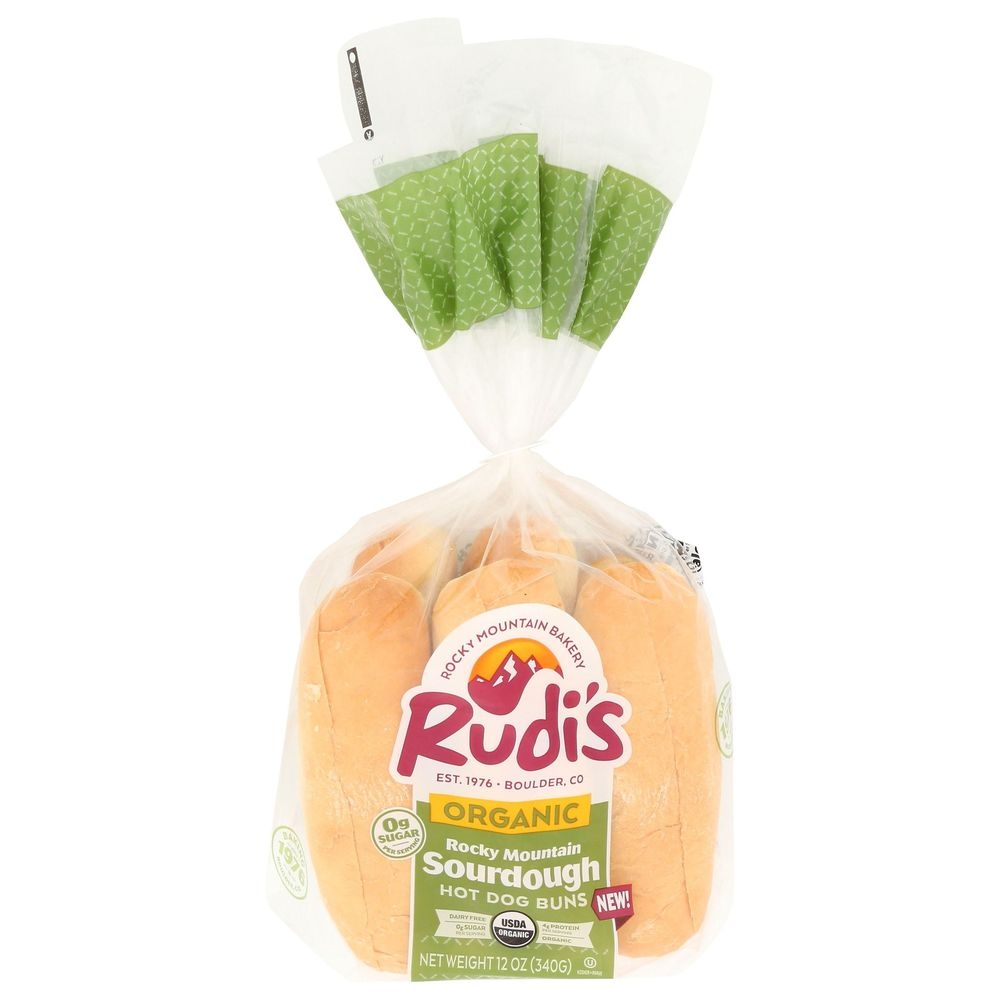 Rudis Rocky Mountain Bakery Organic Sourdough Hotdog Bun, 12 Ounce -- 8 per case