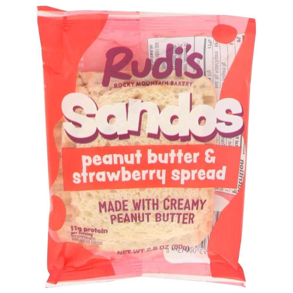 Rudis Rocky Mountain Bakery Sandos Peanut Butter and Strawberry Spread, 2.8 Ounce -- 32 per case