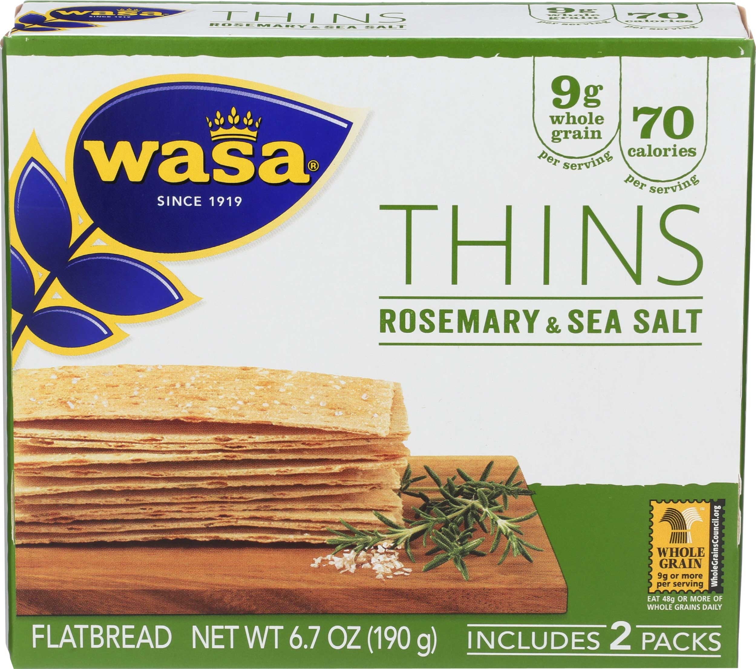 Wasa Rosemary and Sea Salt Flatbread Thins, 6.7 Ounce -- 10 per case