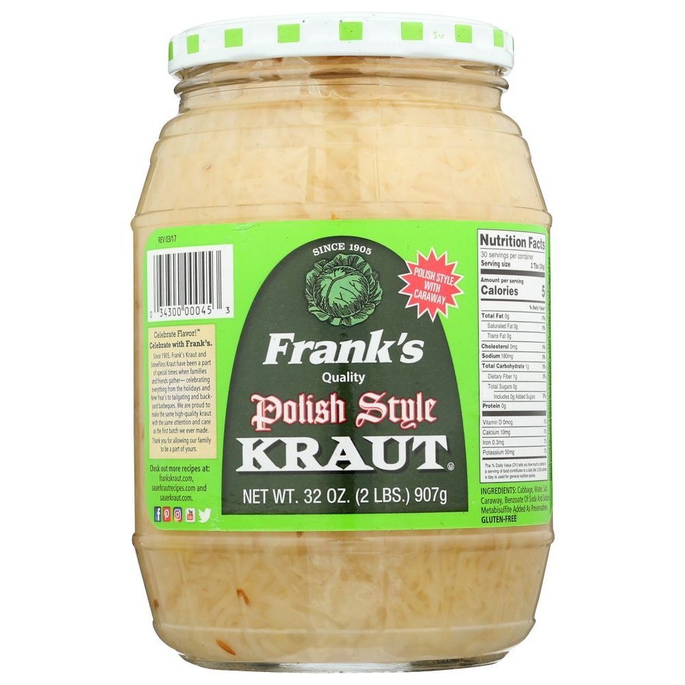 Franks Polish Style Kraut, 32 Ounce -- 12 per case
