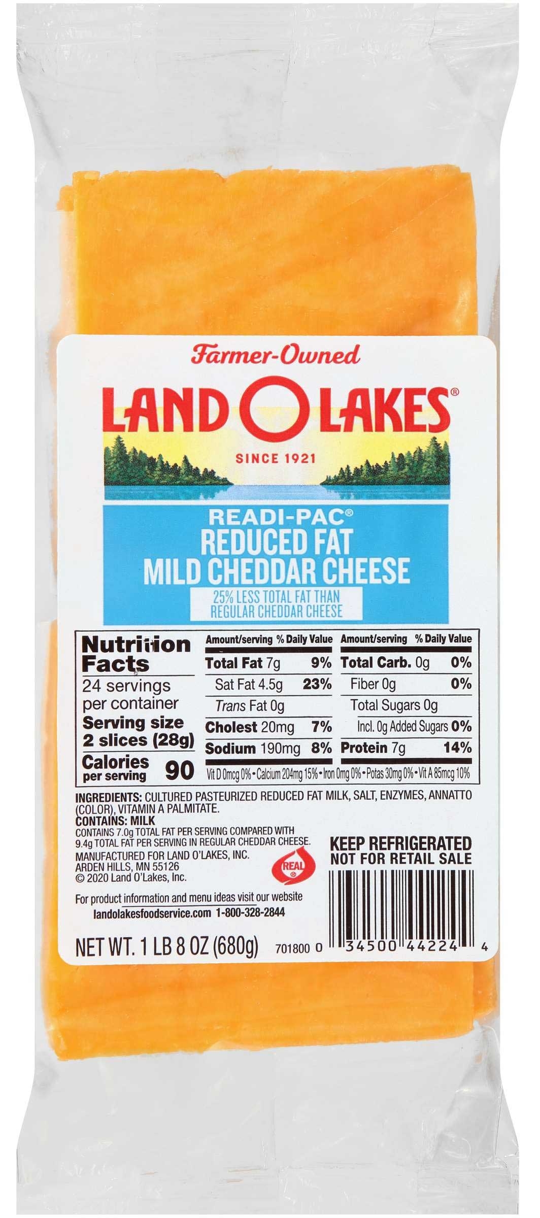 Land O Lakes Readi Pac Mild Cheddar Cheese Slice, 1.5 Pound -- 8 per case.