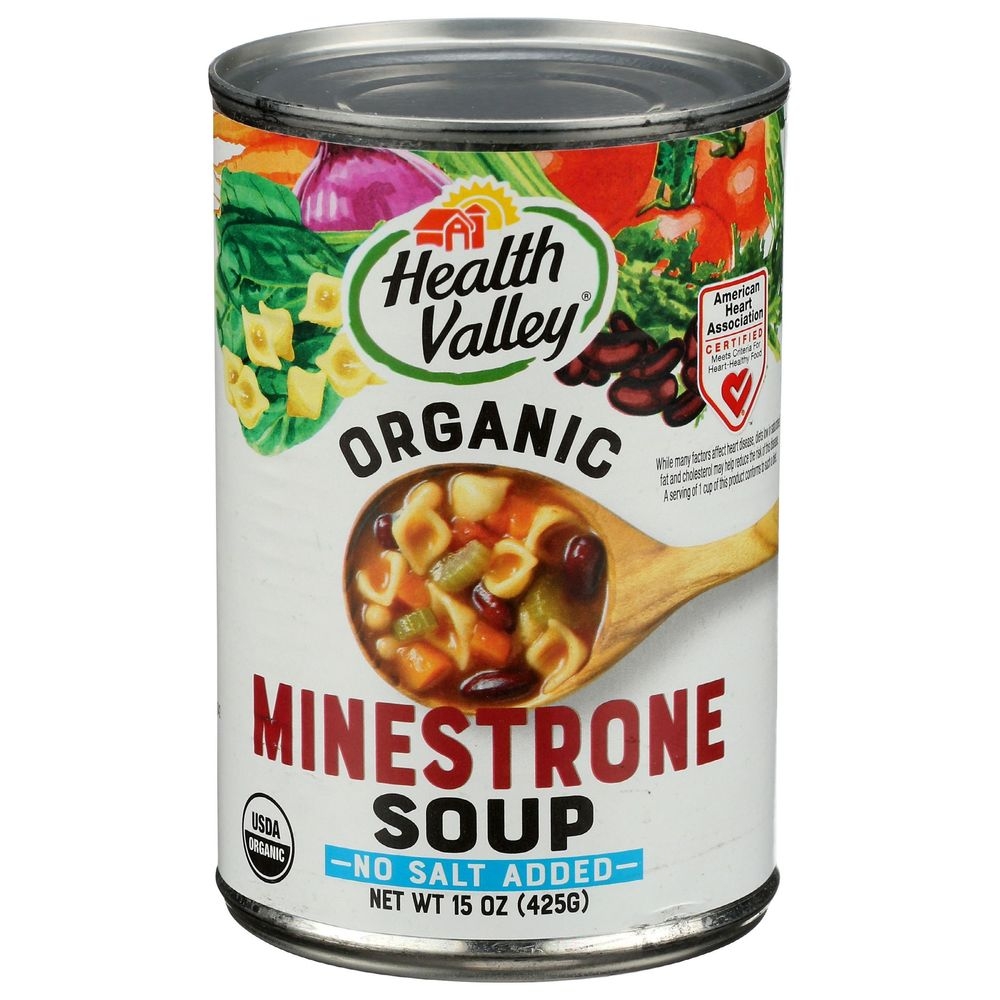 Health Valley Organic No Salt Added Minestrone Soup, 15 Ounce