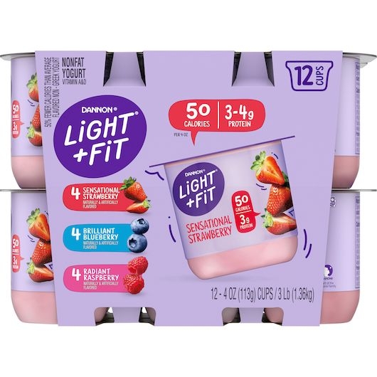 Light and Fit Strawberry Blueberry Raspberry Yogurt, 4 Ounce -- 48 per case.