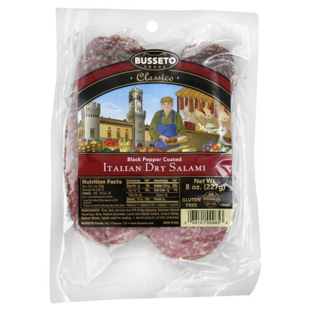 Busseto Black Pepper Coated Italian Dry Salami, 8 Ounce -- 12 per case