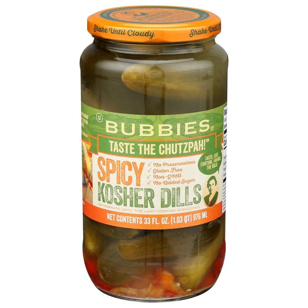 Bubbies Spicy Kosher Dill Pickles, 33 Fluid Ounce -- 6 per case