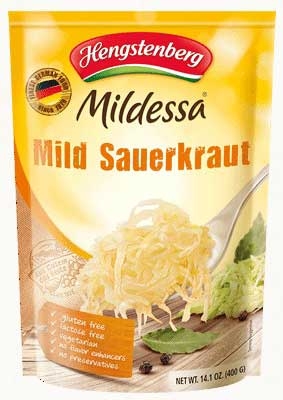 Hengstenberg Mildessa Mild Sauerkraut, 14.1 Ounce Pouch -- 6 per case