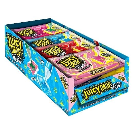 The Topps Company Juicy Drop Taffy with Sour Gel - 16 per pack -- 12 packs per case.