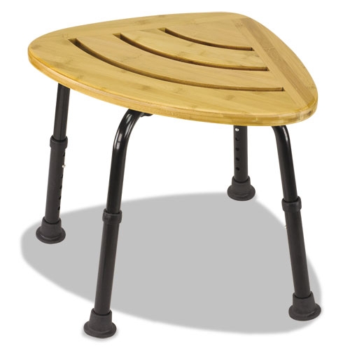 DMI Natural Bamboo/Black Backless Bath Seat, 13.5 to 18.5 inch Seat Height