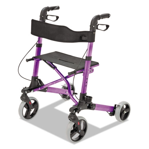 HealthSmart Purple Gateway Aluminum Rollator, 300 Pound Capacity