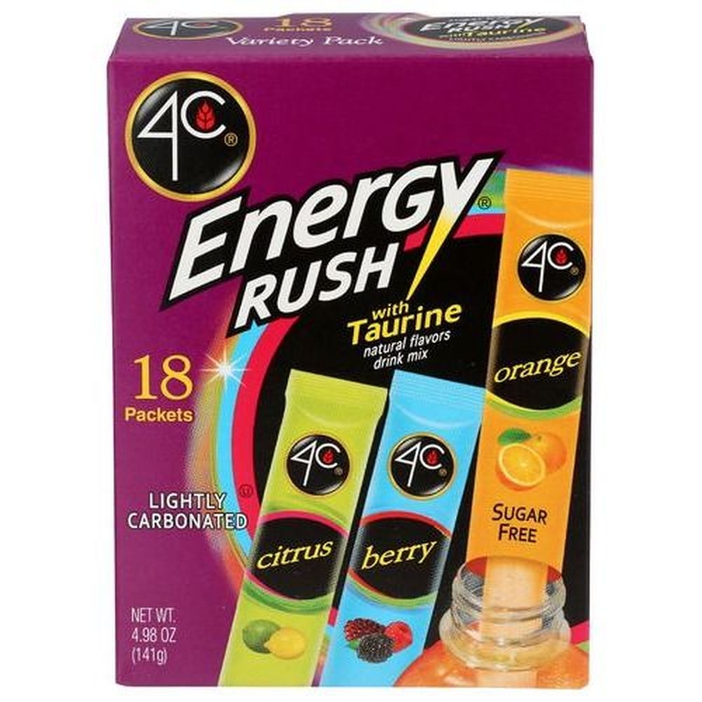4C Foods Energy Rush with Taurine Variety Pack Energy Stix, 4.98 Ounce -- 6 per case