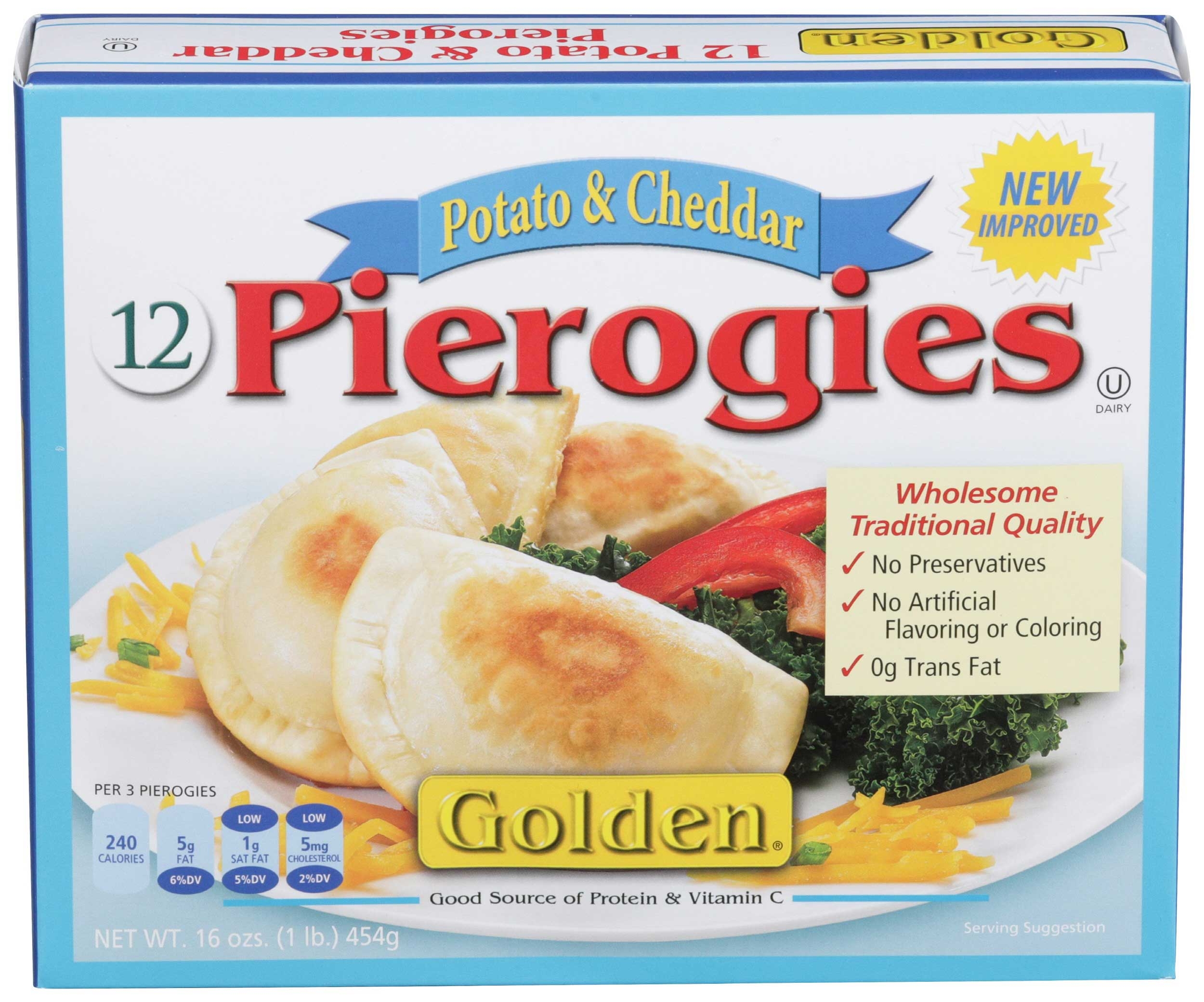 Golden Potato and Cheddar Cheese Pierogies, 16 Ounce -- 12 per case