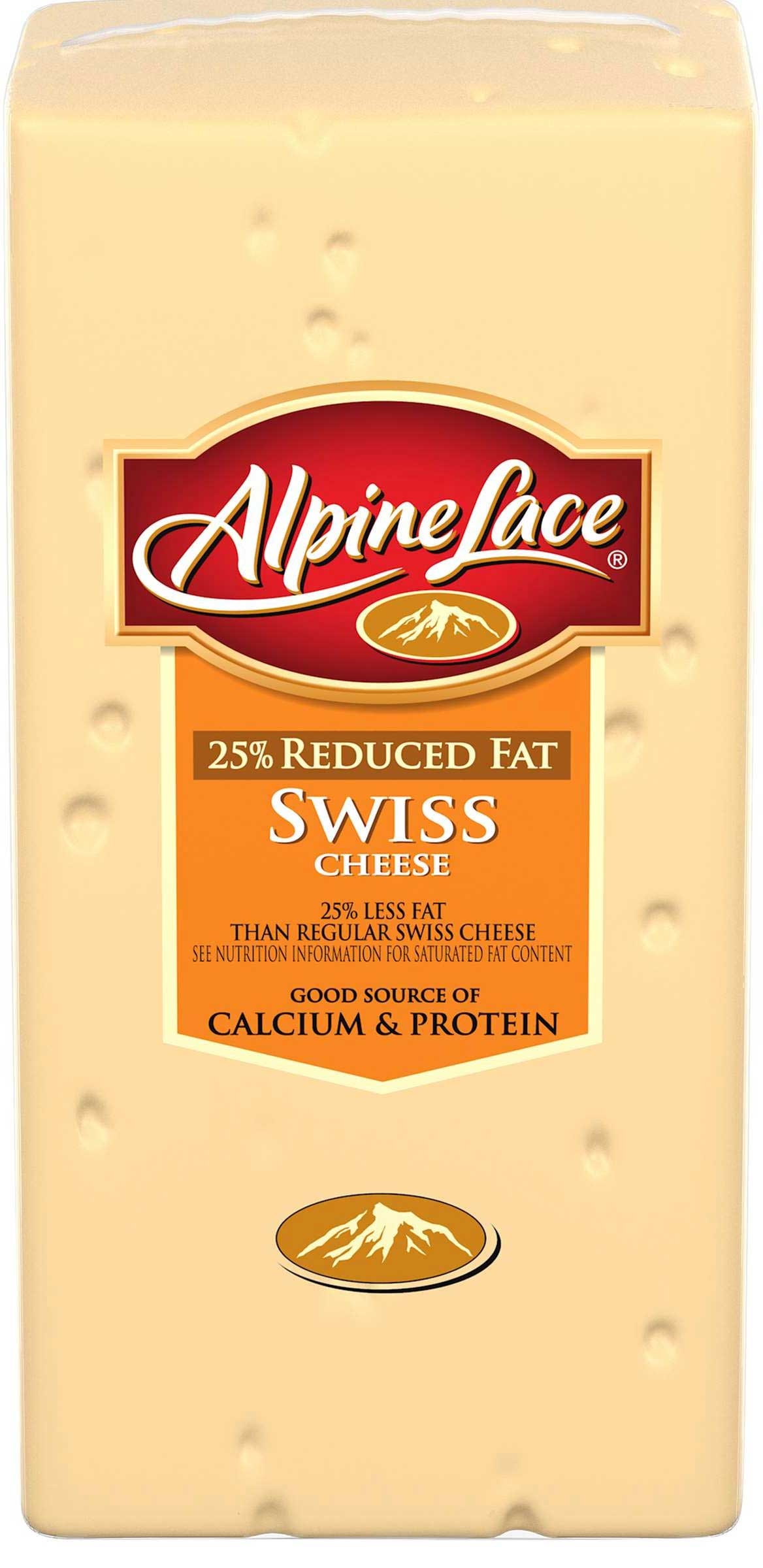 Alpine Lace 25% Reduced Fat Swiss Cheese, 4 Pound -- 4 per case