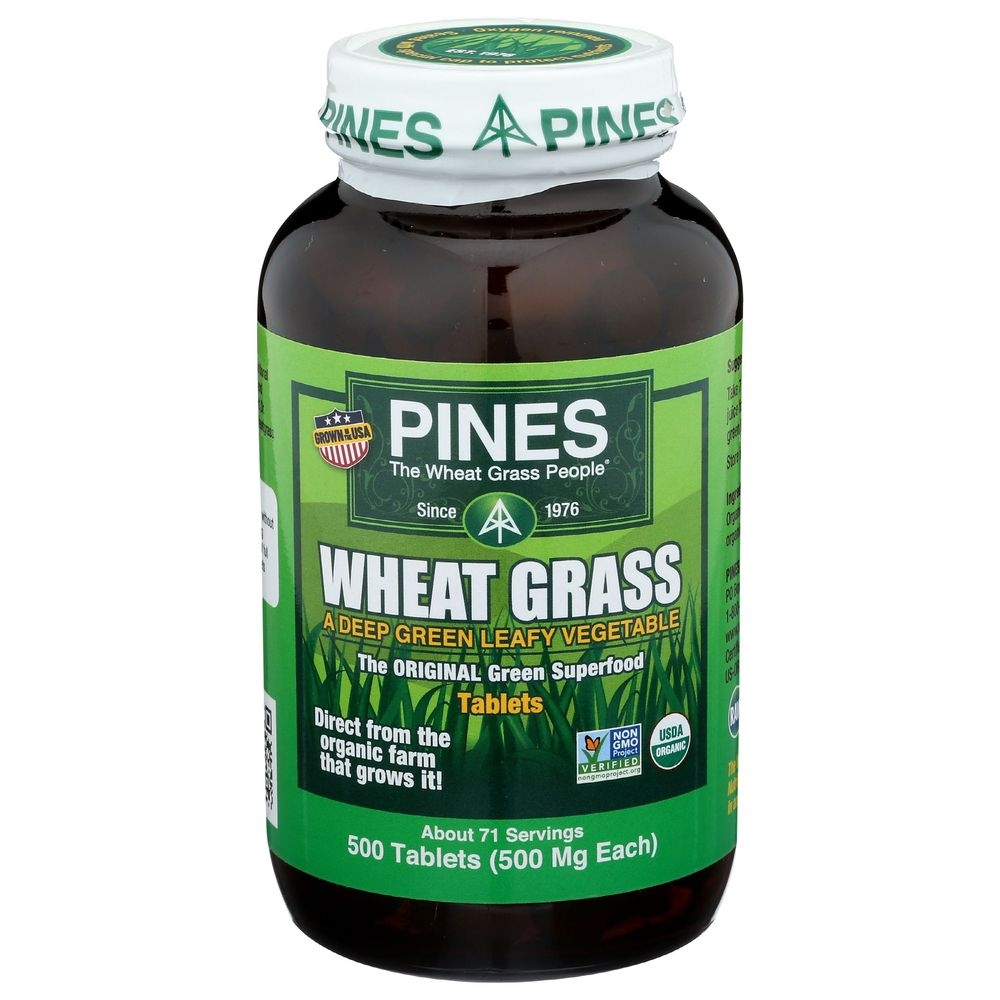 Pines Organic 500 mg Wheat Grass Tablets, 500 count