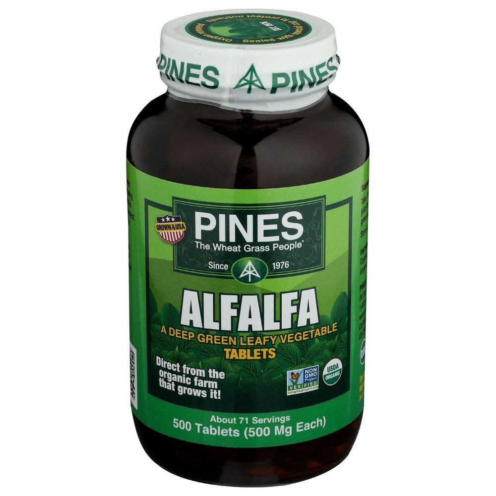 Pines Wheat Grass Organic Alfalfa Tablet, 500 count