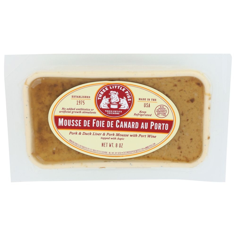 Three Little Pigs Pork and Duck Liver and Mousse with Port Wine, 8 Ounce -- 6 per case