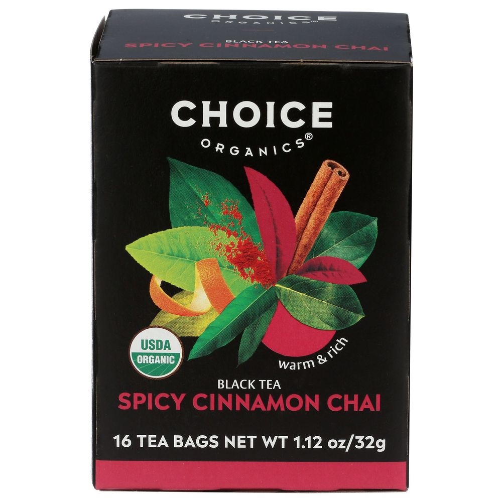 Choice Organic Spicy Cinnamon Chai Black Tea, 16 tea bags -- 6 per case