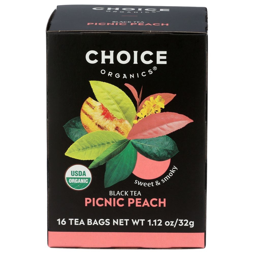 Choice Organic Picnic Peach Black Tea, 16 tea bags -- 6 per case