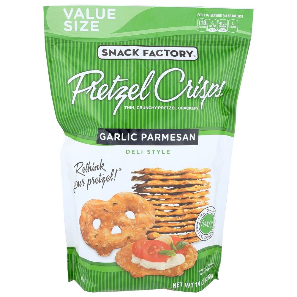 Snack Factory Garlic Parmesan Pretzel Crisps, 14 Ounce -- 12 per case