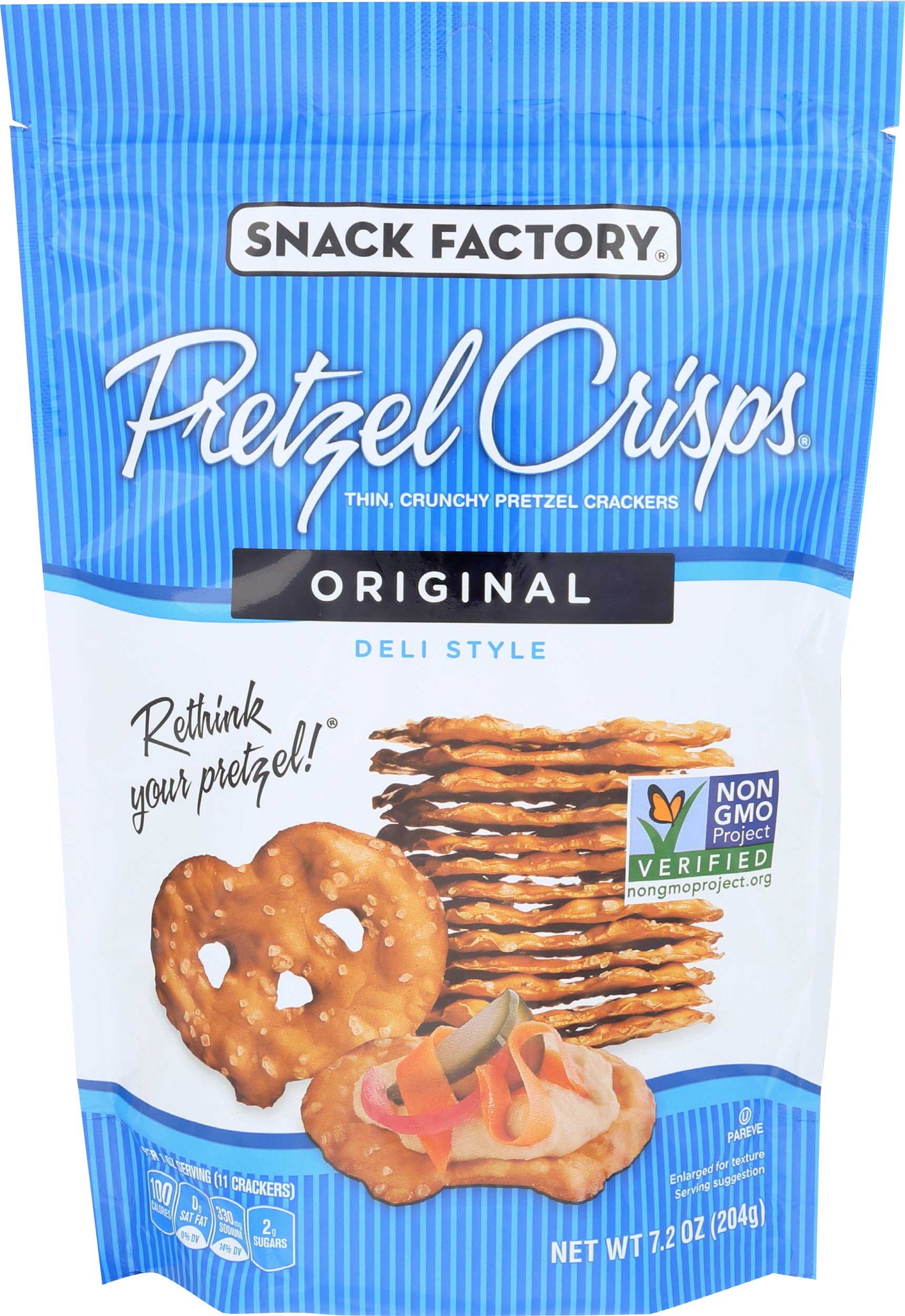 Snack Factory Original Pretzel Crisps, 7.2 Ounce -- 12 per case