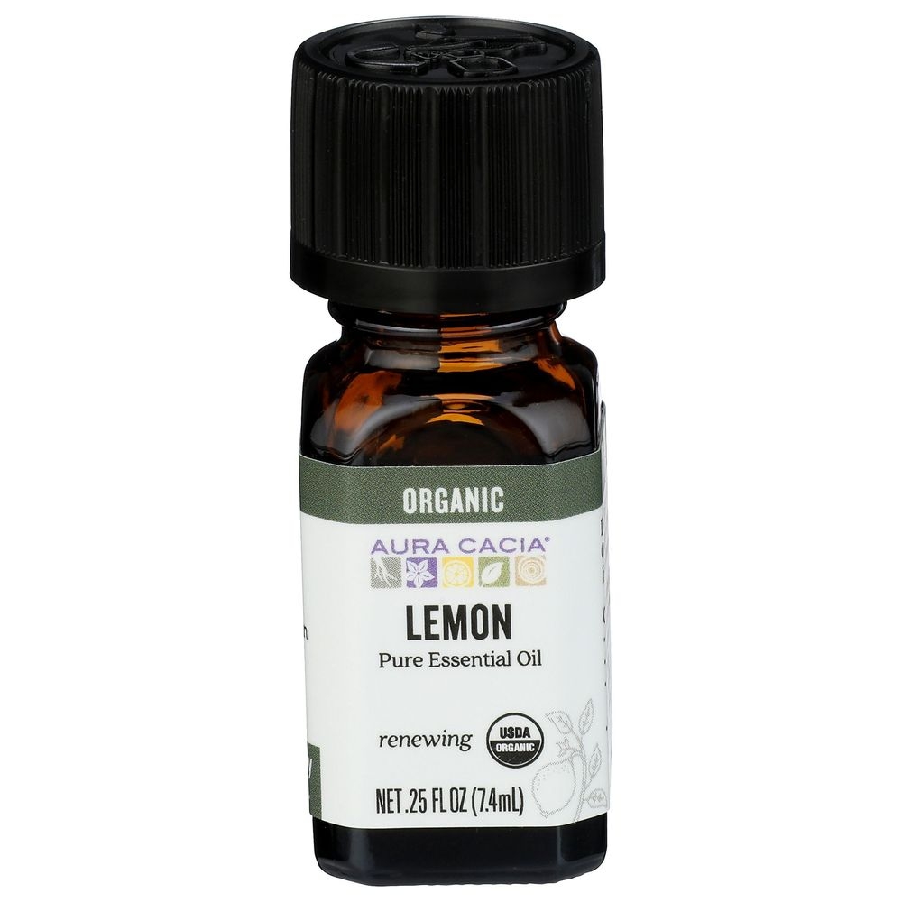 Aura Cacia Pure Organic Lemon Essential Oil, 0.25 Ounce