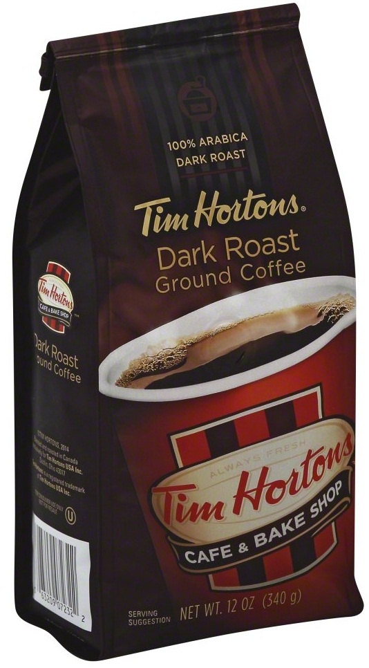 Tim Hortons 100 Percent Arabica Dark Roast Ground Coffee, 12 Ounce Bag -- 6 per case