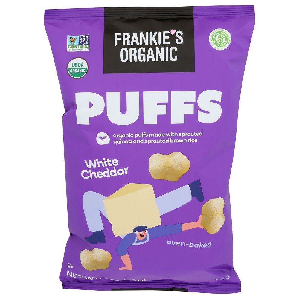 Frankies Organic White Cheddar Puffs, 4 Ounce -- 12 per case