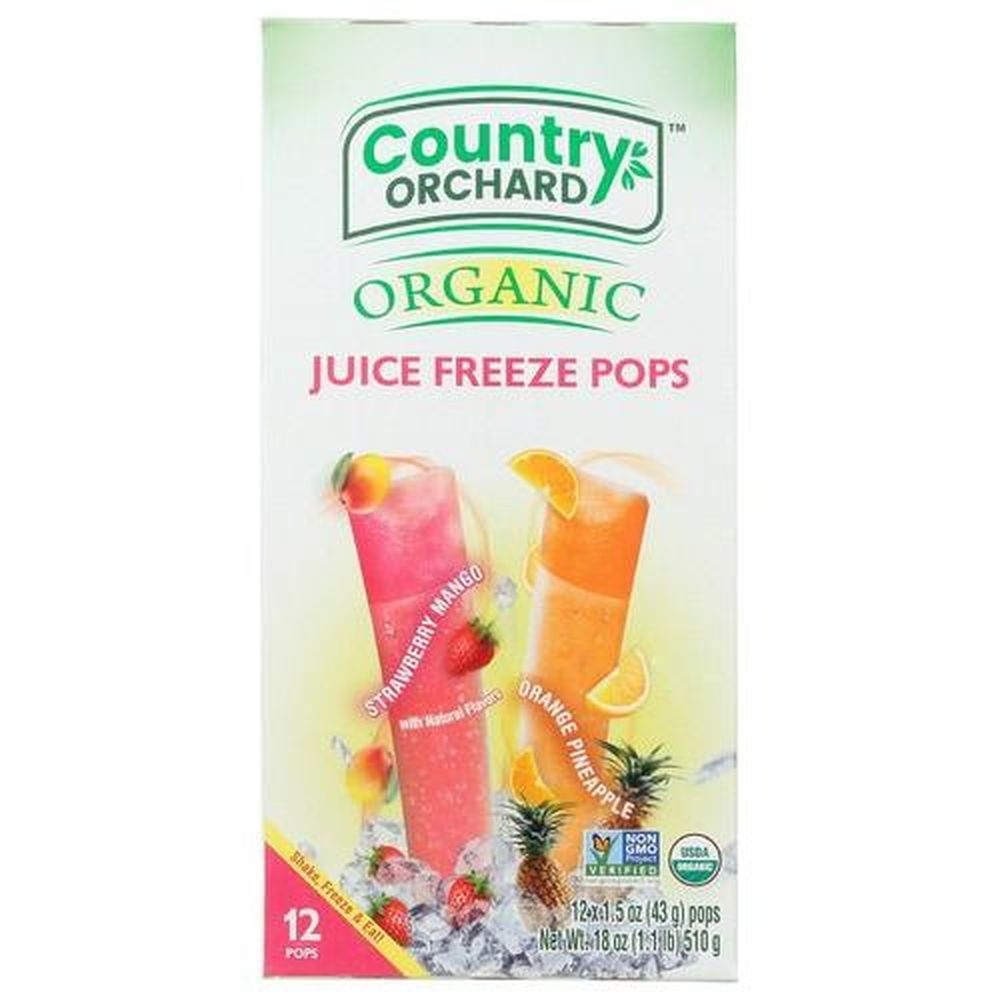 Country Orchard Organic Strawberry Mango and Orange Pineapple Juice Freeze Pops, 18 Ounce -- 8 per case