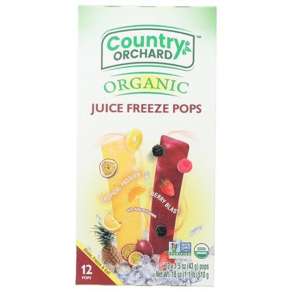 Country Orchard Organic Tropical Passion and Berry Blast Juice Freeze Pops, 18 Ounce -- 8 per case