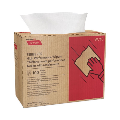 Cascades PRO White Tuff-Job Spunlace Towel - Pop Up Box, 9.75 x 16.75 inch -- 1000 per case