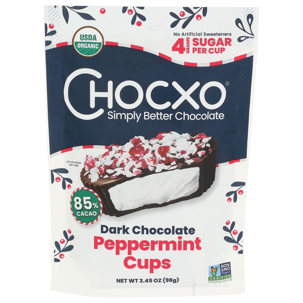 Chocxo Organic Dark Chocolate Peppermint Cup, 3.45 Ounce -- 6 per case