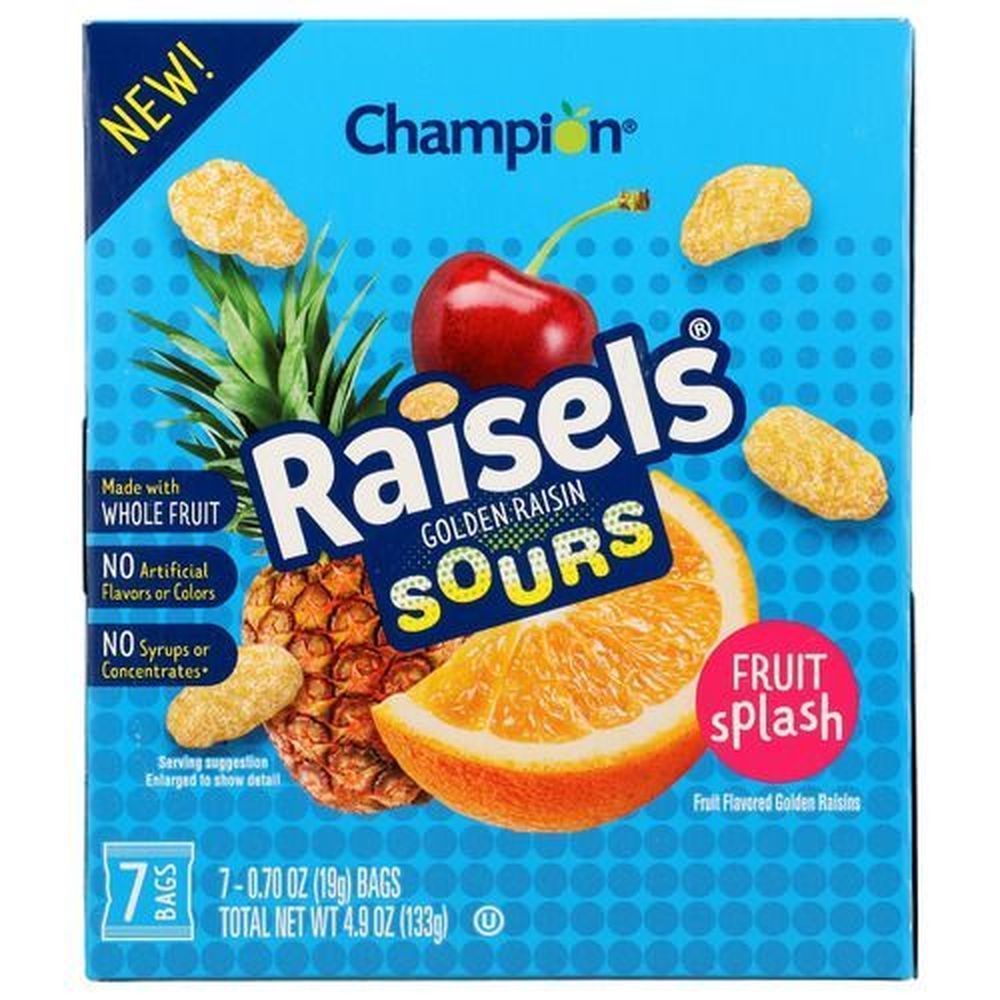 Raisels Fruit Splash Flavored Golden Sour Raisins, 4.9 Ounce -- 8 per case