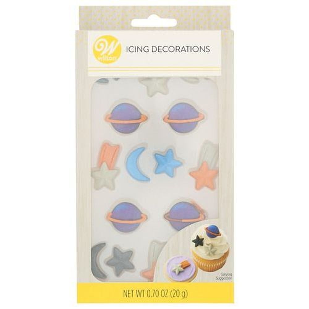 Wilton Planet Moon and Star Royal Icing Decorations, 0.7 Ounce -- 4 per case