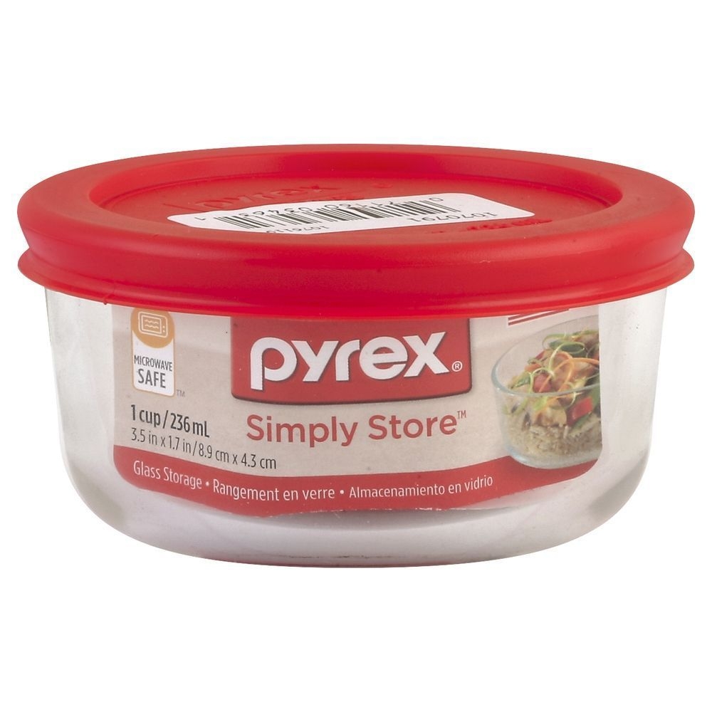 Pyrex Simply Store Glass Storage Cup, 236 Milliliter Capacity -- 6 per case