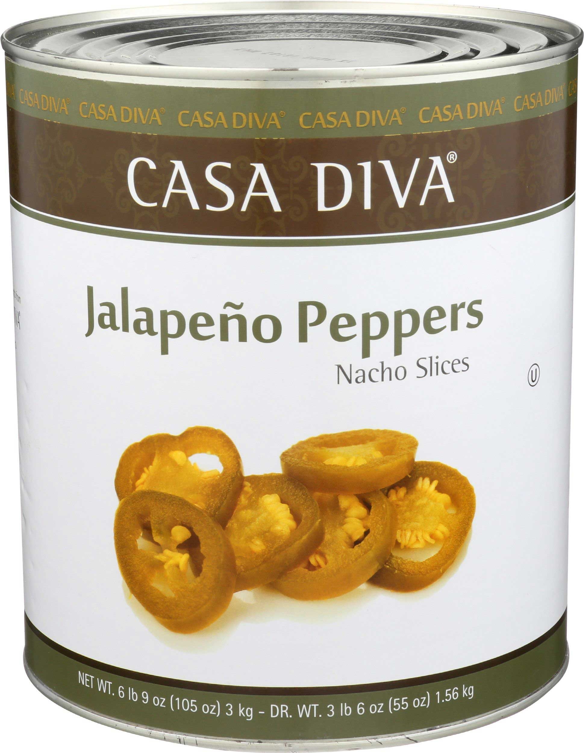 Casa Diva Nacho Sliced Jalapeno Peppers, 105 Ounce -- 6 per case
