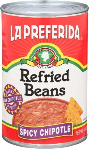 La Preferida Spicy Chipotle Refried Beans, 16 Ounce -- 12 per case