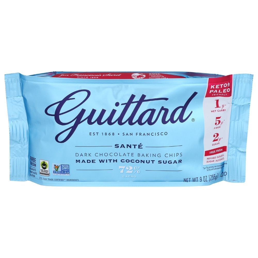 Guittard 72 Percent Cacao Dark Chocolate Baking Chips, 9 Ounce -- 12 per case