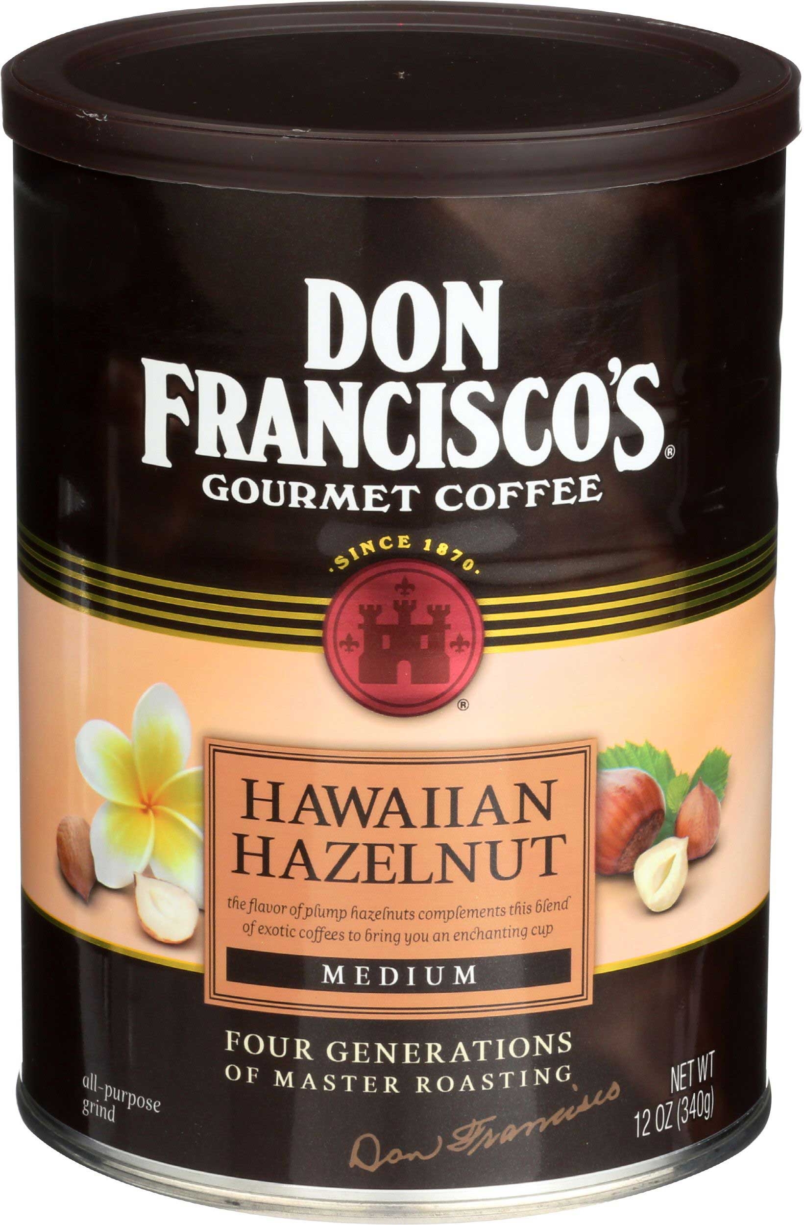 Don Francisco Hawaiian Hazelnut Medium Roast Coffee, 12 Ounce -- 6 per case