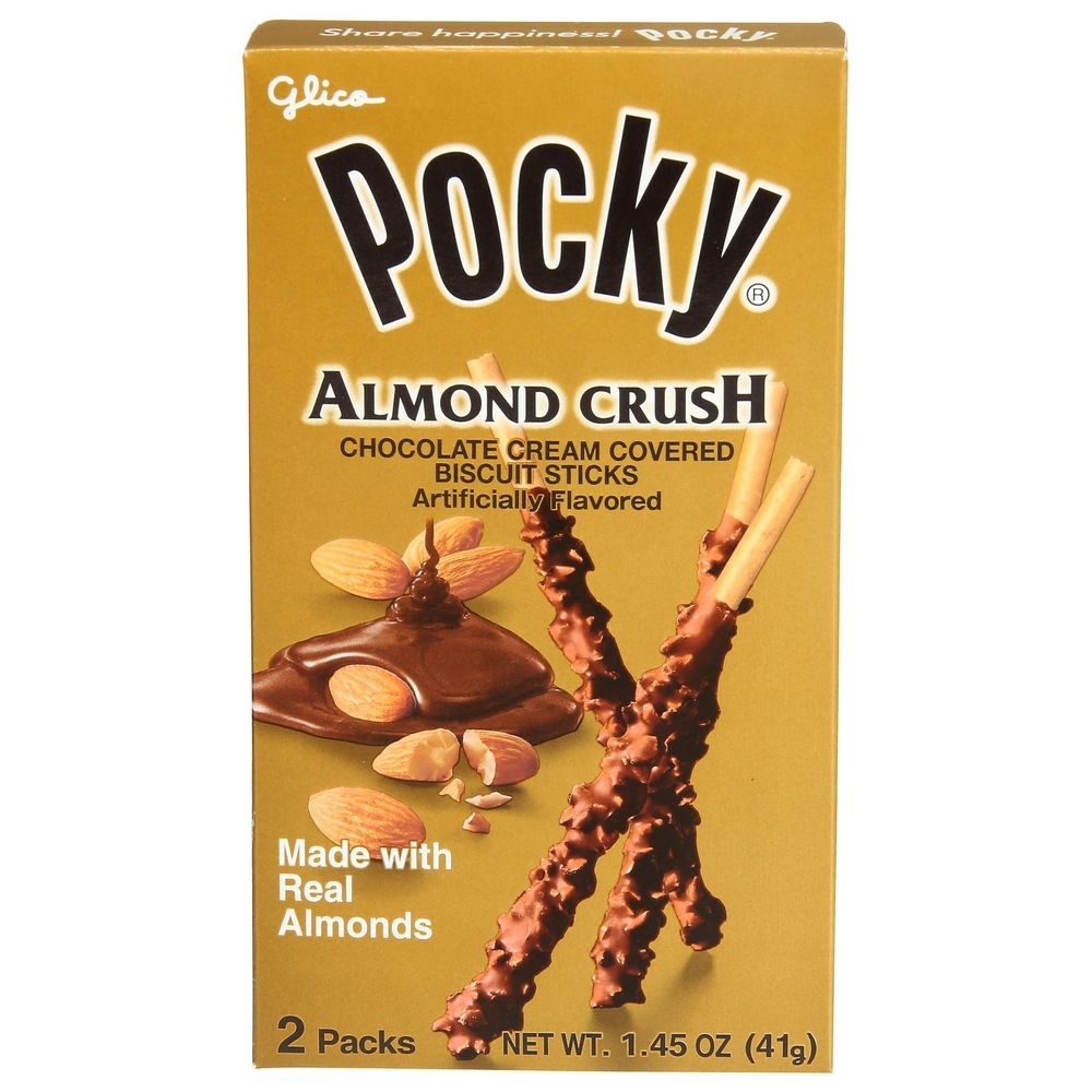 Pocky Almond Crush Chocolate Cream Covered Biscuit Sticks, 1.45 Ounce -- 10 per case