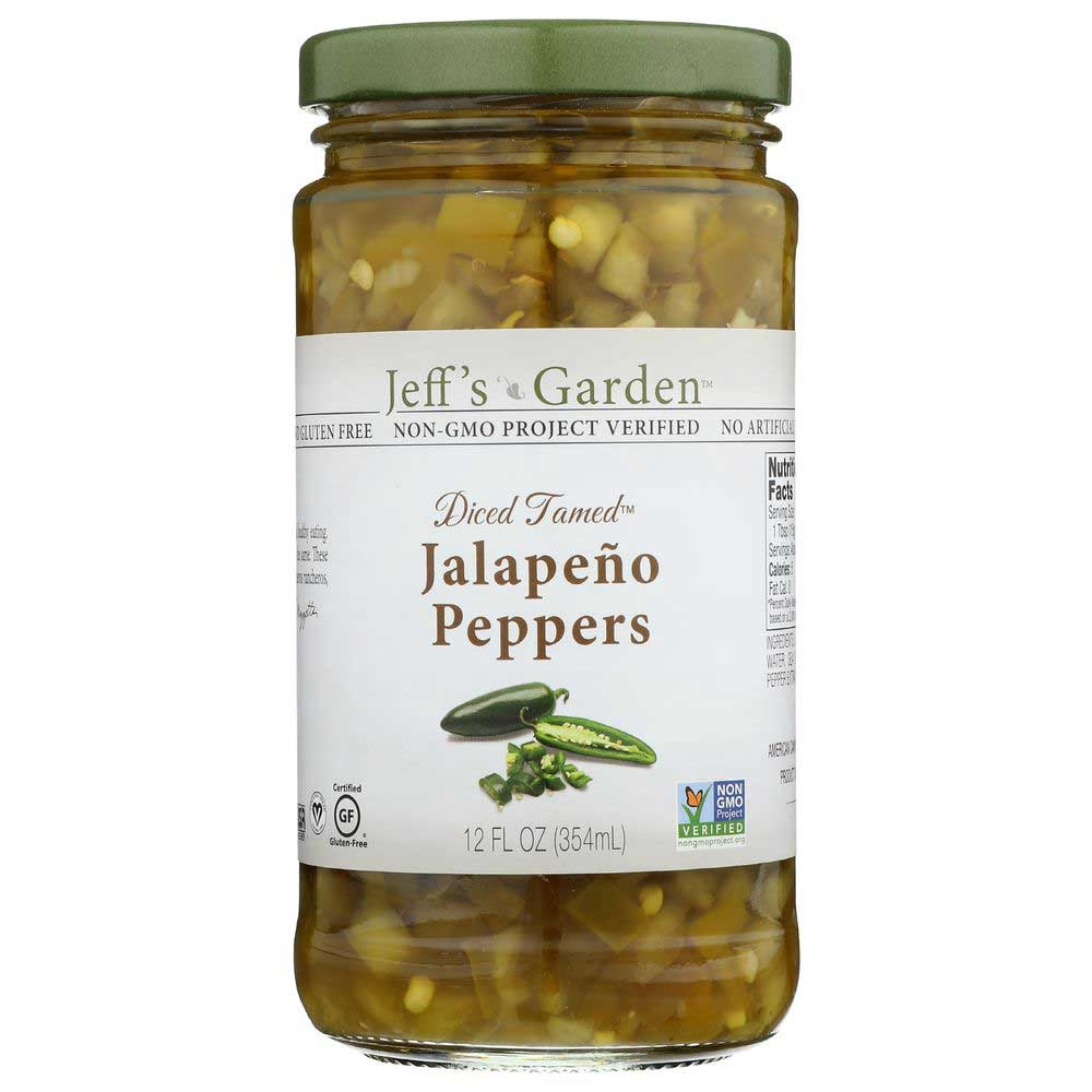 Jeffs Natural Diced Tamed Jalapeno Peppers, 12 Fluid Ounce -- 6 per case.