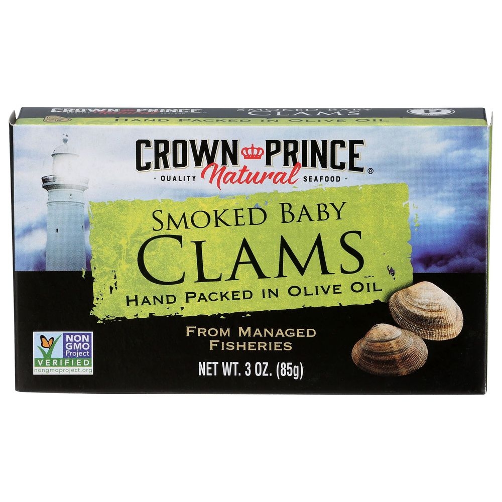 Crown Prince Smoked Baby Clams in Olive Oil, 3 Ounce -- 12 per case