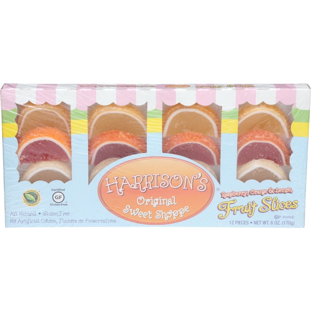 Harrisons Original Sweet Shoppe Raspberry Orange and Lemon Fruit Slices, 6 Ounce -- 12 per case