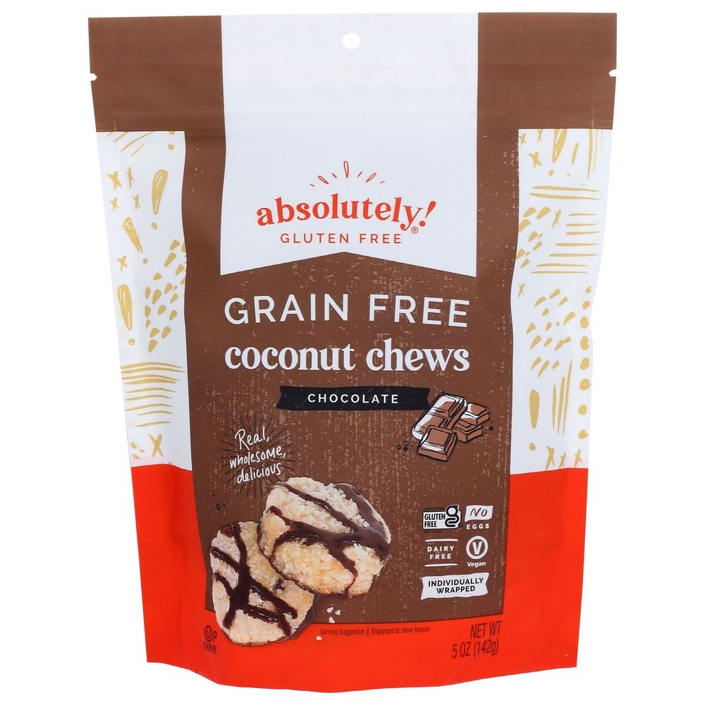 Absolutely Gluten Free Raw Coconut Chews with Chocolate and Cocoa Nibs, 5 Ounce -- 12 per case
