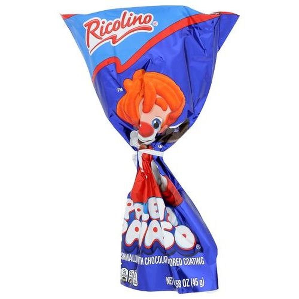 Ricolino Paleta Payaso Chocolate Covered Marshmallow Lollipop, 1.59 Ounce -- 10 per case