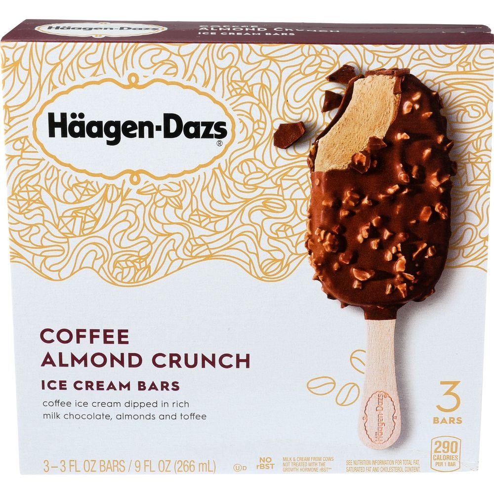Haagen-Dazs Coffee Almond Crunch Ice Cream Bar, 3 count -- 12 per case