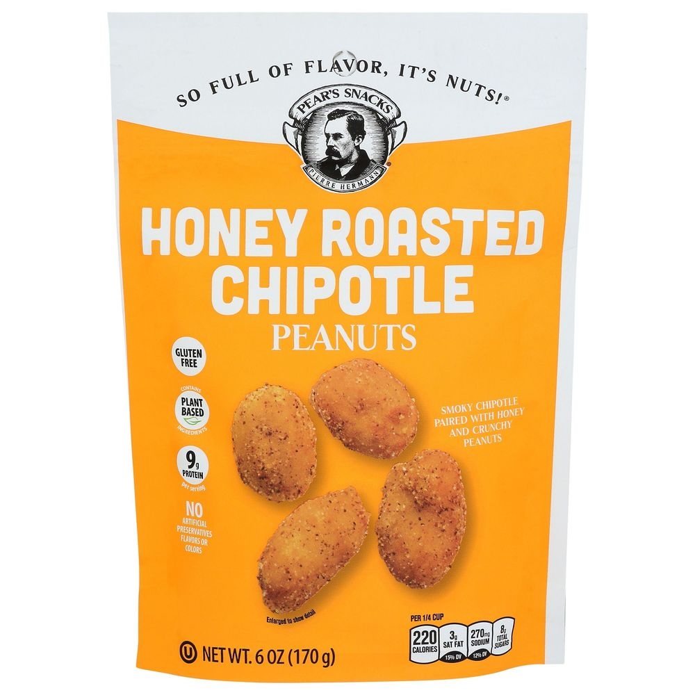 Pears Snacks Honey Roasted Chipotle Peanuts, 6 Ounce -- 6 per case